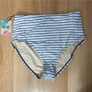 NWT Nani bikini high waisted stripe bottoms with zipper pocket size XS